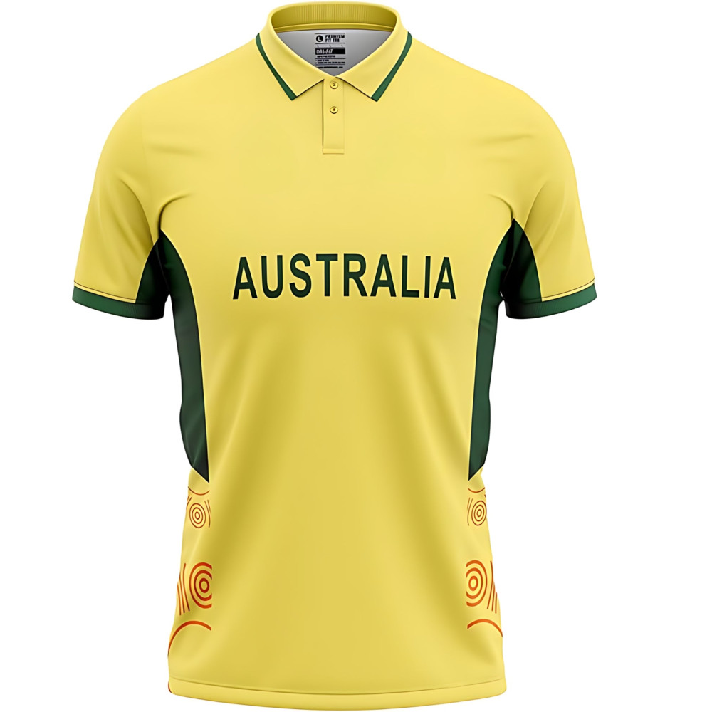 Australia T20 World Cup 2023 Half Sleeves Cricket Fan Jersey Australia T20 World Cup 2023 Half Sleeves Cricket Fan Jersey