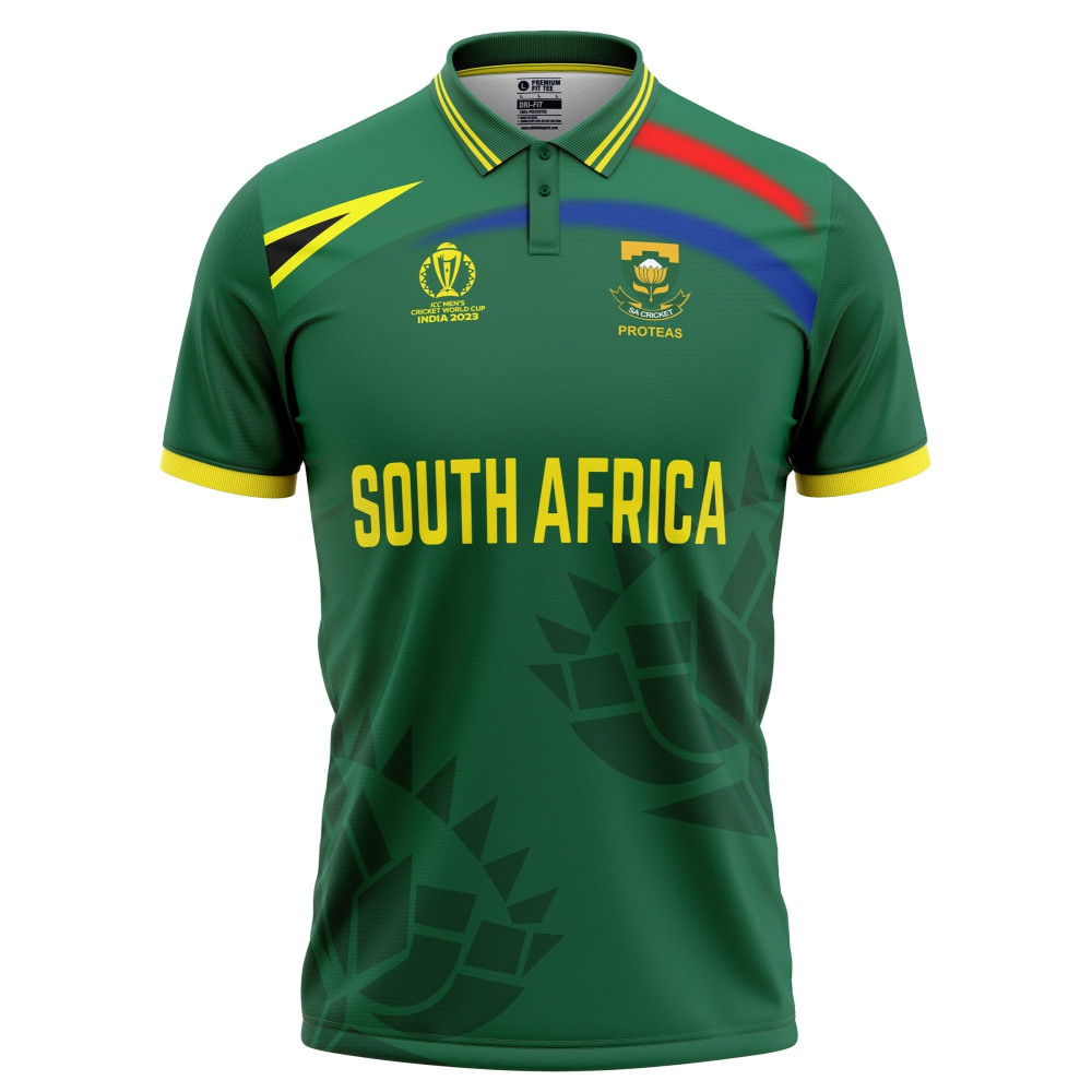 South Africa ODI World Cup 2023 Half Sleeves Cricket Fan Jersey South Africa ODI World Cup 2023 Half Sleeves Cricket Fan Jersey