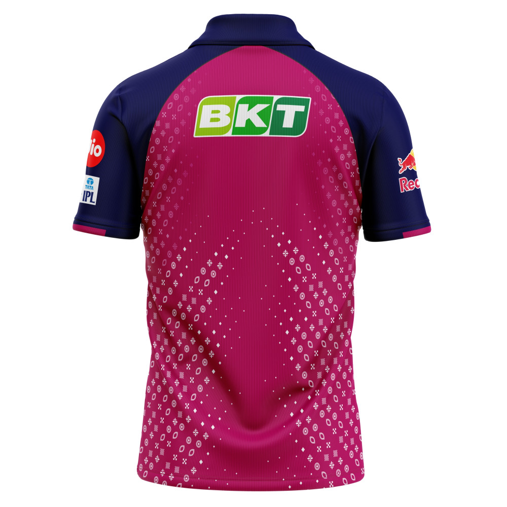 Rajasthan Royals IPL Replica Cricket Jersey 2024 (RR 2024 IPL Jersey with Name Personalization) Rajasthan Royals IPL Replica Cricket Jersey 2024 (RR 2024 IPL Jersey with Name Personalization)
